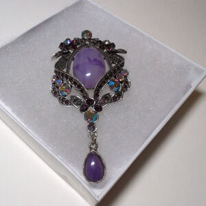 Large Purple Brooch, Fashion Jewelry, Rhinestones